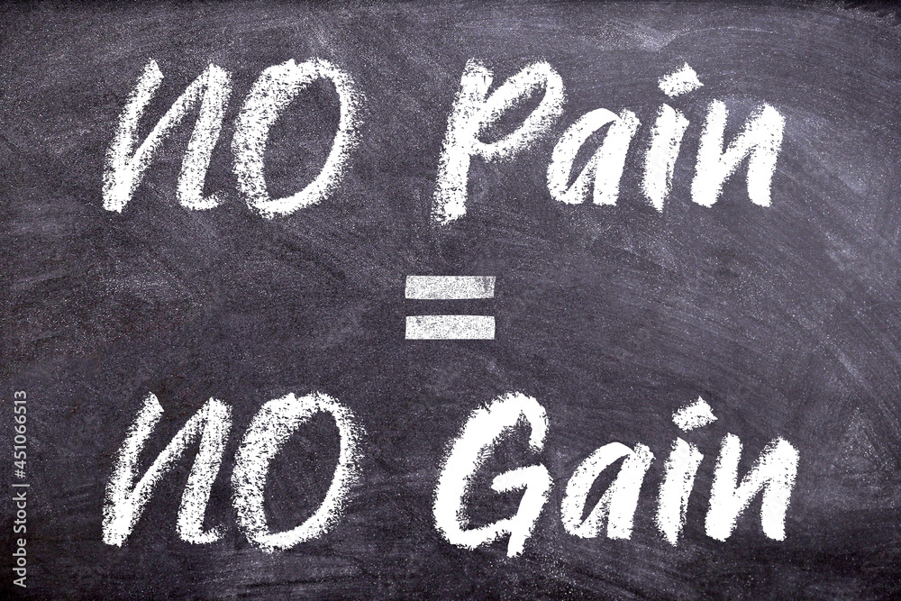 ภาพประกอบสต็อก No Pain No Gain quote design using chalk writing style