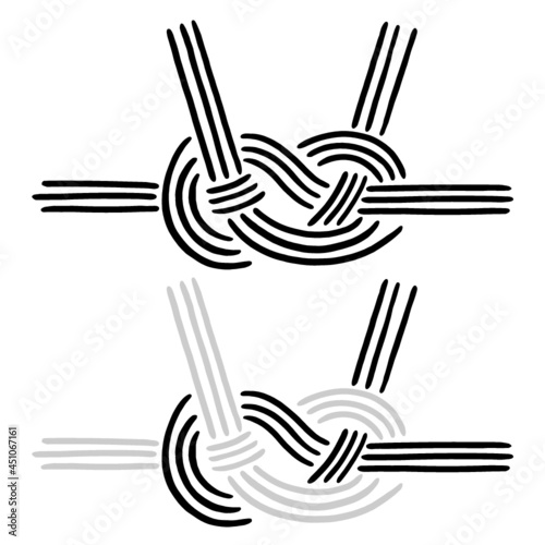 Japanese celebration knot illustration. Hand drawn sketch. Japanese culture. Vector illustration of Japanese knot set icon. Graphic design elements. Isolated objects.