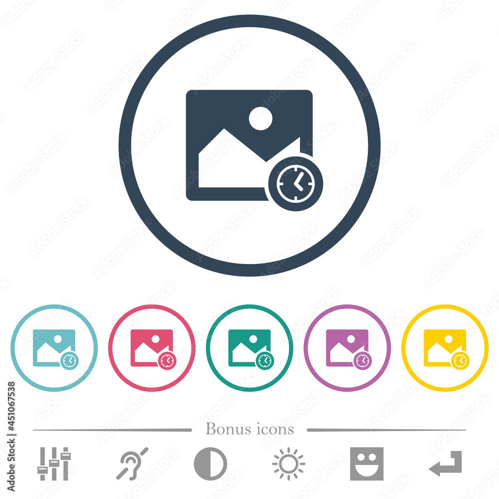 Image modified time alternate flat color icons in round outlines Image modified time alternate flat color icons in round outlines