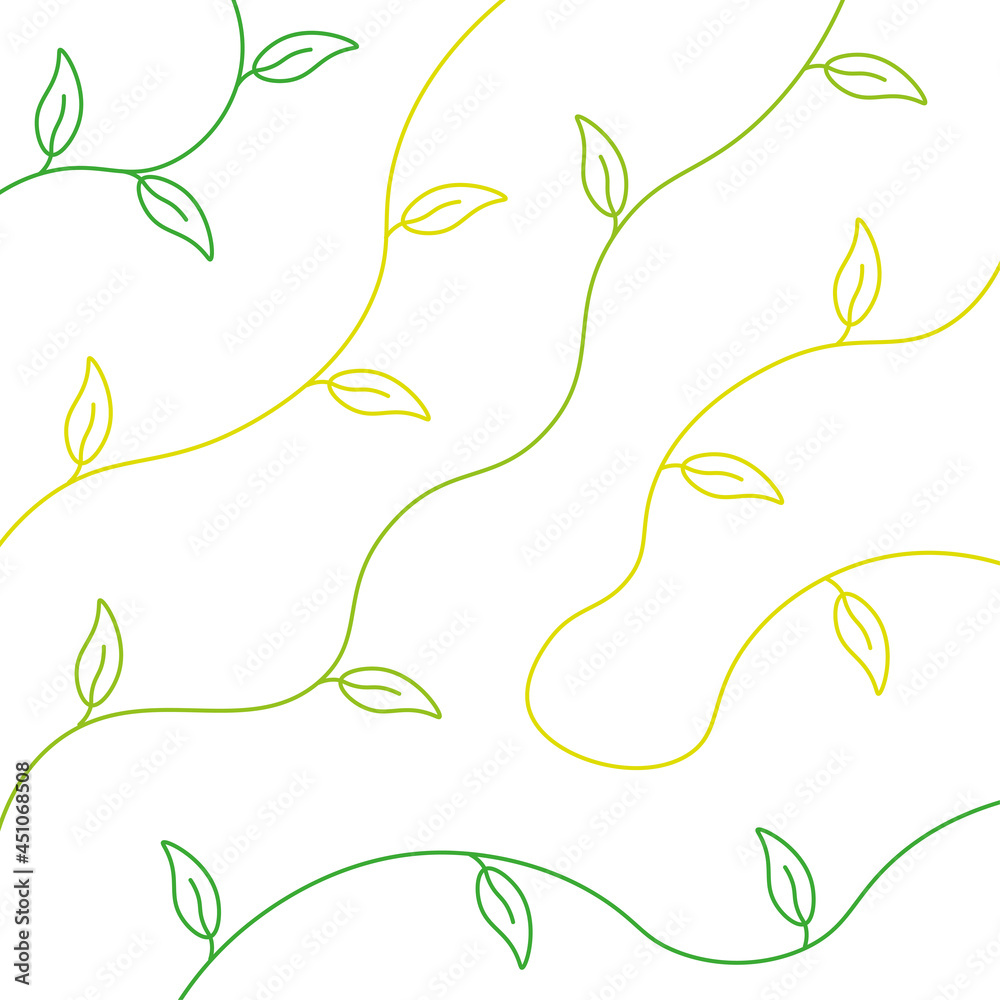 Olive green palette seamless pattern with hand drawn contoured leaf branches ornament. Decorative backdrop for fabric design, textile print, wrapping, cover. Vector illustration.	