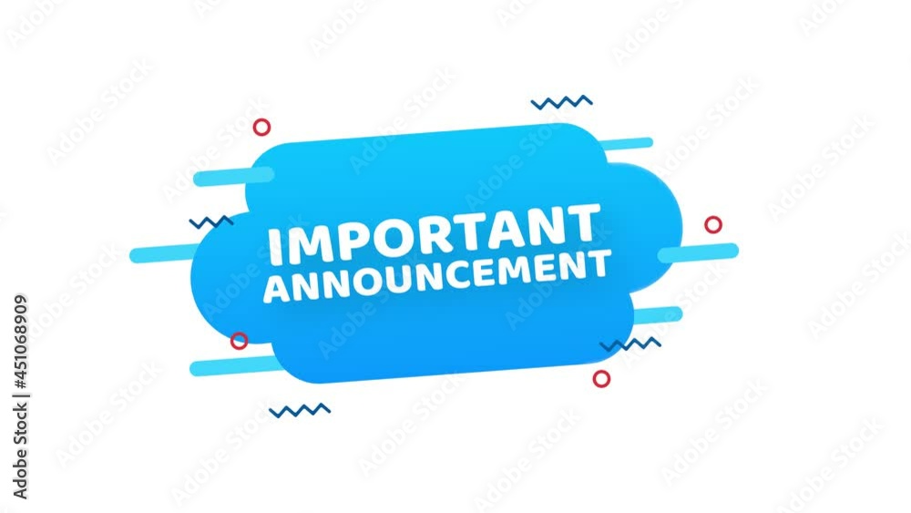 Banner with important announcement. Blue important announcement sign