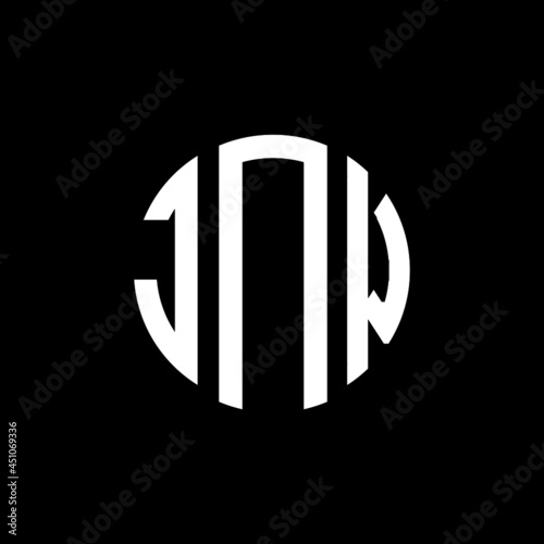 JNW letter logo design. JNW modern letter logo with black background. JNW creative  letter logo. simple and modern letter JNW logo template, JNW circle letter logo design with circle shape. JNW   photo