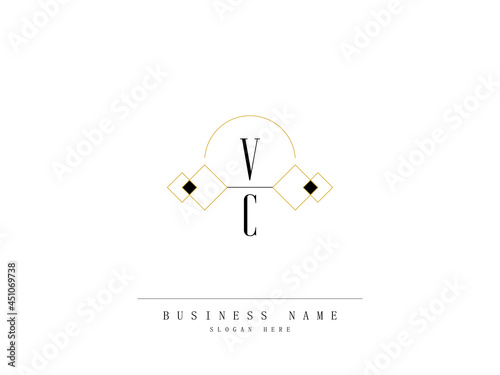 Letter VC Logo, Creative vc Logo Template with Creative Line Art Concept Premium Vector for Luxury Diamond Ring Store and etc