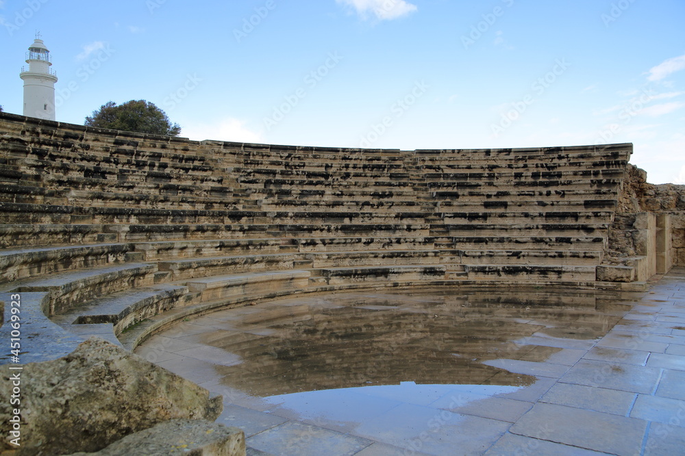 Ancient amphitheater in Archaeological Site in Paphos, Cyprus