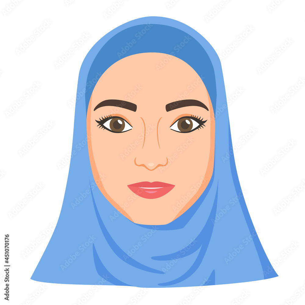 Muslim woman in hijab. Speaking about moslem woman rights and problem is censored. Female victim of gender-based inequality, domestic abuse. Suffering from physical and mental violence. Vector Muslim woman in hijab. Speaking about moslem woman rights and problem is censored. Female victim of gender-based inequality, domestic abuse. Suffering from physical and mental violence. Vector