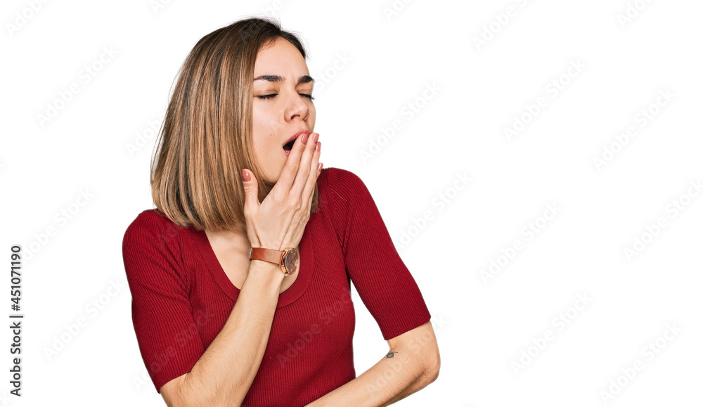 Young blonde girl wearing casual clothes bored yawning tired covering mouth with hand. restless and sleepiness. Young blonde girl wearing casual clothes bored yawning tired covering mouth with hand. restless and sleepiness.