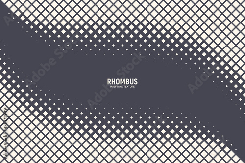 Rhombus Halftone Pattern Vector Geometric Technology Abstract Background. Half Tone Squares Retro Colored Texture. Minimal 80s Style Dynamic Tech Structure Wallpaper