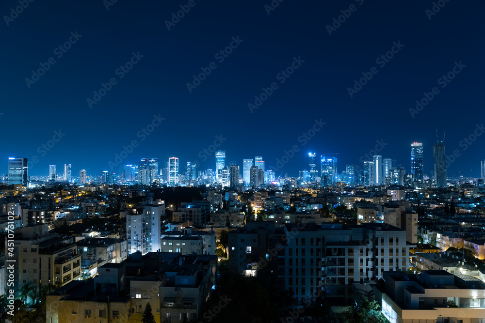 Tel Aviv Skyline At Night, Tel Aviv Cityscape, Israel Tel Aviv Skyline At Night, Tel Aviv Cityscape, Israel