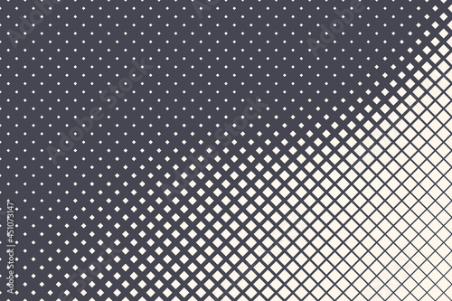 Rhombus Halftone Pattern Vector Geometric Technology Abstract Background. Half Tone Squares Retro Colored Texture. Minimal 80s Style Dynamic Tech Structure Wallpaper