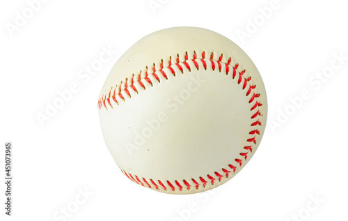 Baseball ball on a white background. Leather baseball ball walking on a white background.