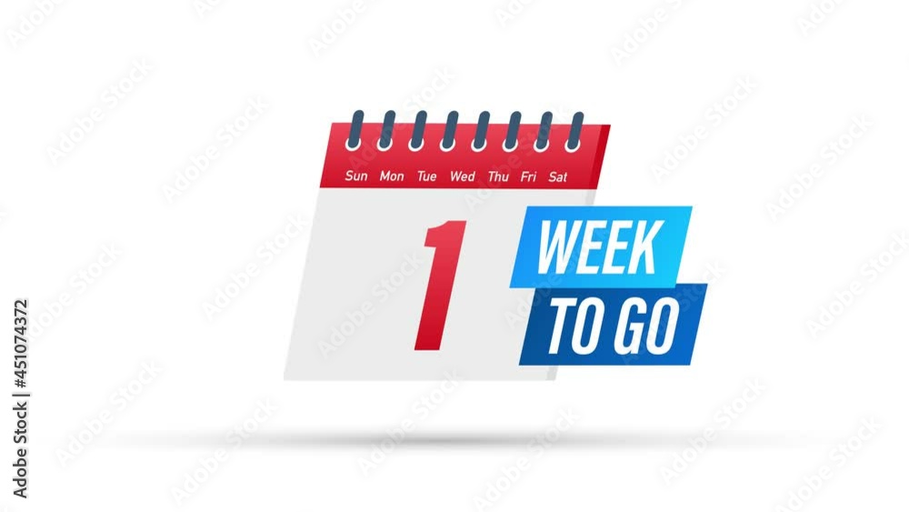One week to go offer. Calendar icon. Motion graphics.