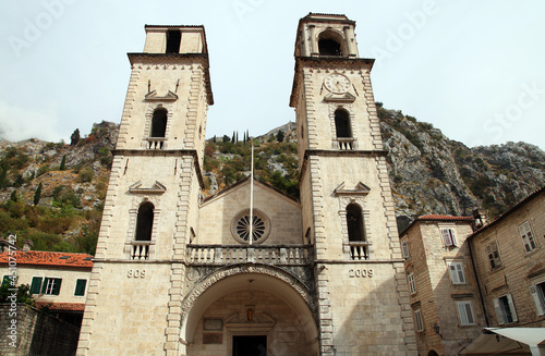 Roman Catholic Cathedral of St Tryphon in Kotor, Montenegro. Kotor is part of the UNESCO World Heritage Site.