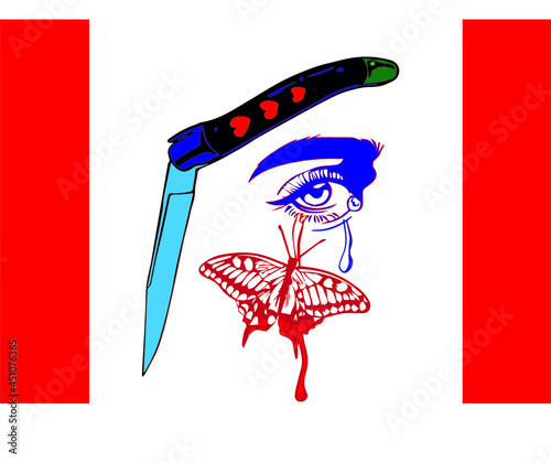 Butterfly eye and knife