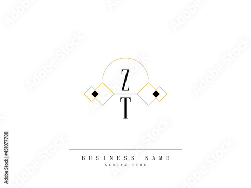 Letter ZT Logo, Diamond zt Logo Template with Creative Line Art Concept Premium Vector for Luxury Diamond Ring Store and etc photo