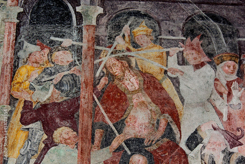 Gesù percosso dai soldati; affresco nel chiostro del Duomo di Bressanone photo