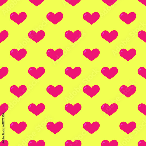 Red heart on the yellow background