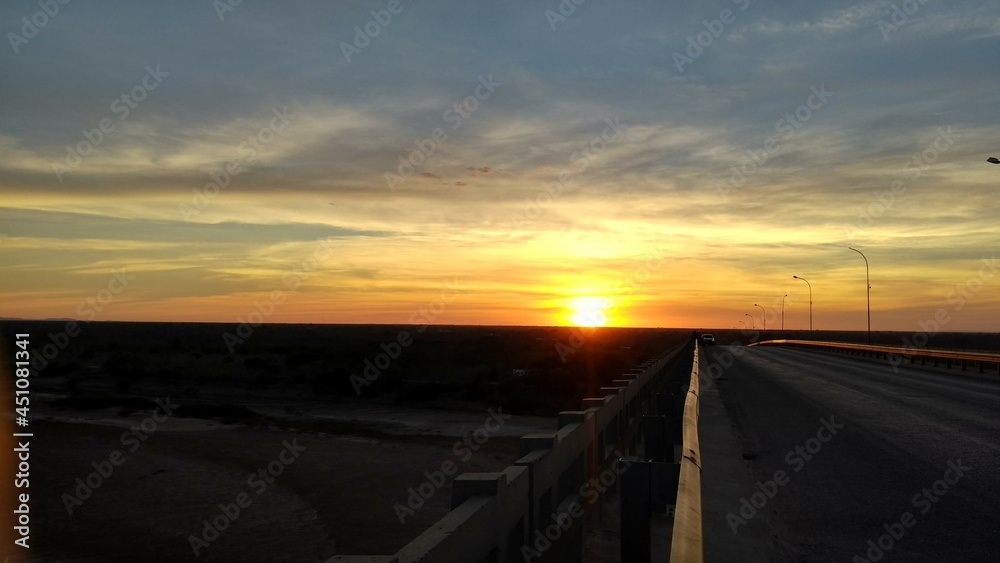 beautiful sunset on the road