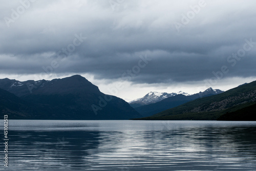 Lapataia bay landscape, Tierra del Fuego. Landscape of the Atlantic Ocean in Ushuaia, Argentina  landmark. © Martina