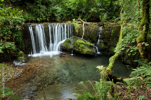 Beautiful waterfall in a forest in Galicia  Spain  known by the name of San Pedro de Incio.