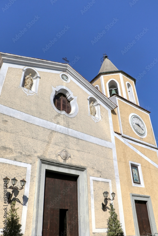 Facade of the Chiesa dello Spirito Santo (Church of the Holy Spirit) in Laino Borgo, Cosenza, Calabria, Italy