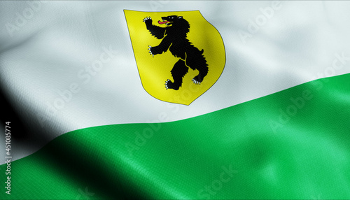 3D Waving Estonia county Flag of Parnu Closeup View photo