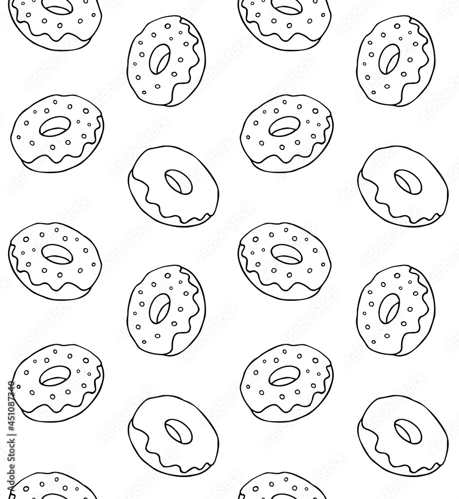 Vector seamless pattern of hand drawn doodle sketch donut isolated on white background Vector seamless pattern of hand drawn doodle sketch donut isolated on white background