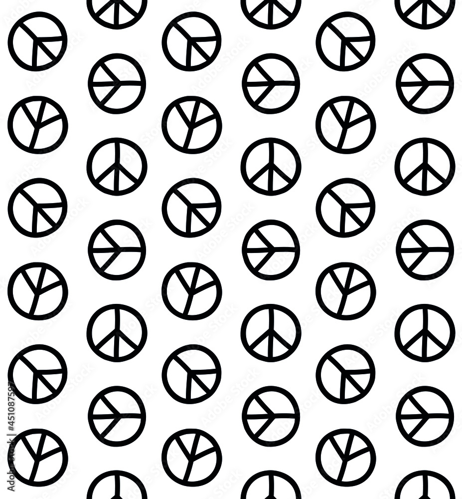 Vector seamless pattern of hand drawn doodle sketch peace sign isolated on white background Vector seamless pattern of hand drawn doodle sketch peace sign isolated on white background