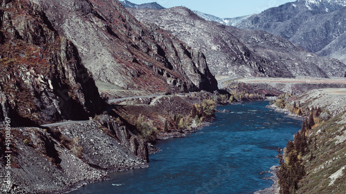 View of Chuya river at Altai mountains  Altai Republic. Russia.