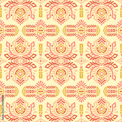 Abstract Ethnic Vector Seamless Pattern. Trendy boho tile. African textile design. Scandinavian ornament. Perfect for wallpaper, cloth, wrapping paper and other endless fill.