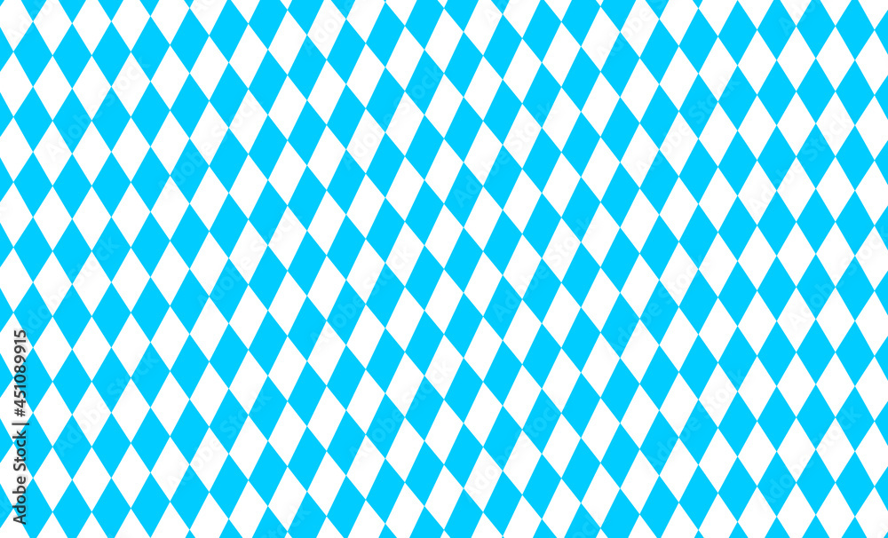 Waved Bavarian flag lozenges seamless pattern. Oktoberfest background