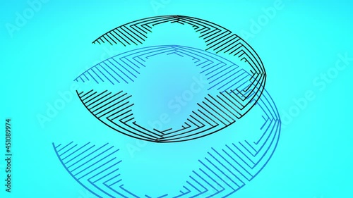 Ai growing geometric pattern of lines form disk. Building solution by AI or neural network. 4k abstract black wireframe on blue bg, branches of calculations, nodes and intersections photo