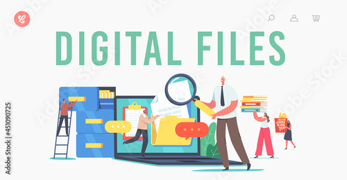 Digital Files Landing Page Template. Electronic Document Organization. Computer Data Archive Storage System, Information