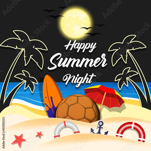 Summer handball poster. Happy summer night