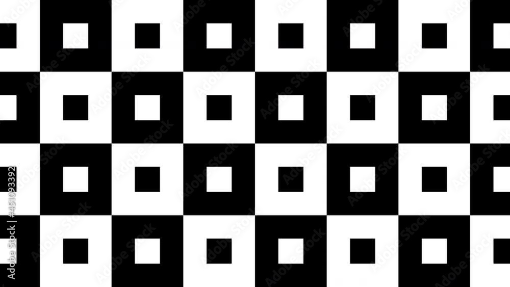Black and white animated tiles. Minimal checkered motion graphic seamless loop background Black and white animated tiles. Minimal checkered motion graphic seamless loop background