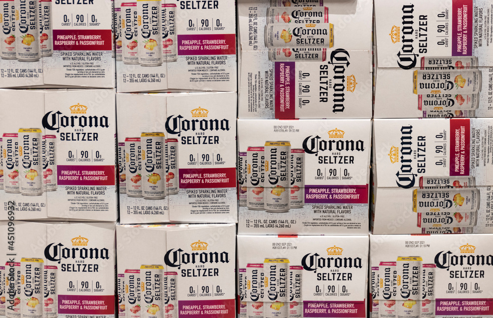 Corona Hard Seltzer display. Corona Hard Seltzer is glutenfree and is