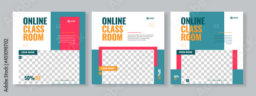 online course social media pack template premium vector