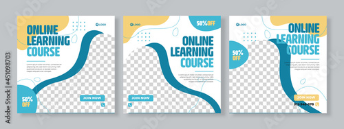 online course social media pack template premium vector
