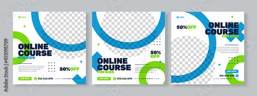 online course social media pack template premium vector