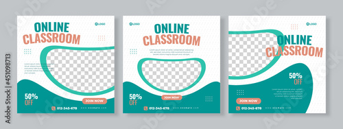 online course social media pack template premium vector