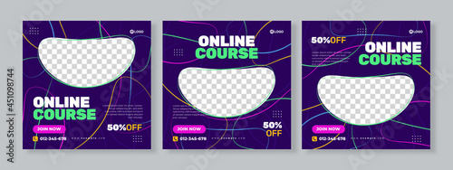 online course social media pack template premium vector