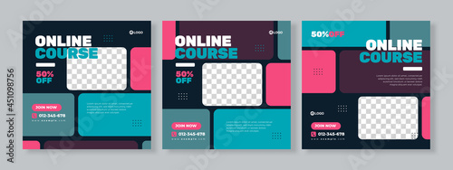online course social media pack template premium vector