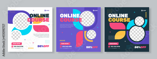 online course social media pack template premium vector