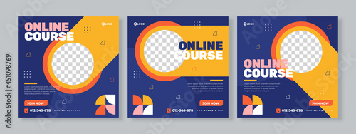 online course social media pack template premium vector