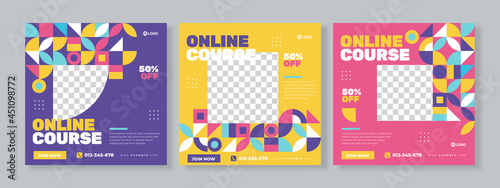 online course social media pack template premium vector