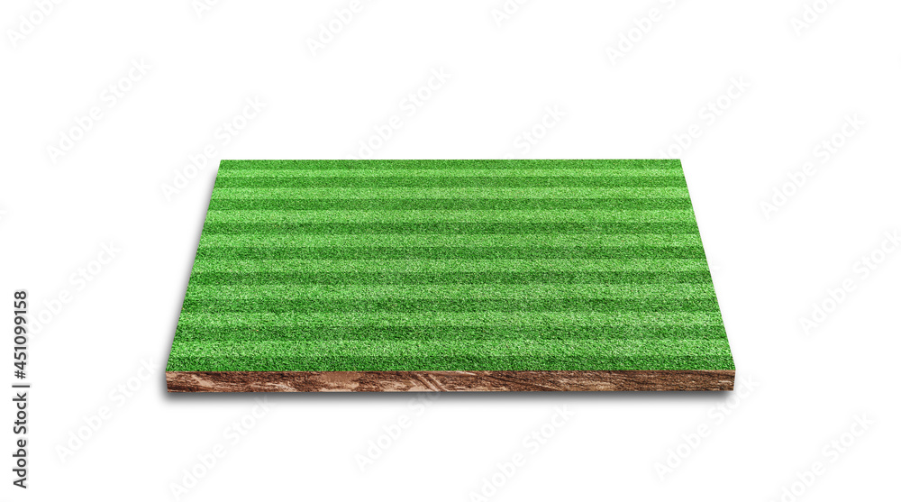 3D Rendering. Stripe of soccer lawn field, Green grass football field, Isolated on white background. 3D Rendering. Stripe of soccer lawn field, Green grass football field, Isolated on white background.