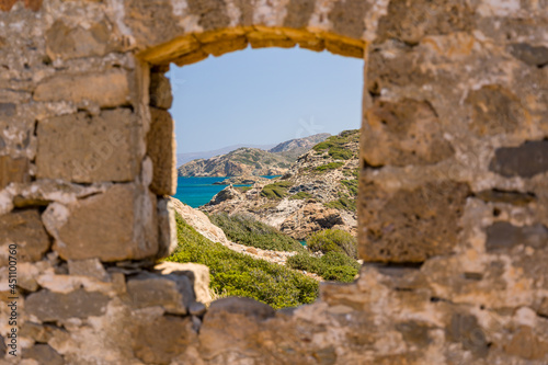 Remains of buildings and structures at the ancient Doric settlement of Itanos on the coast of Crete