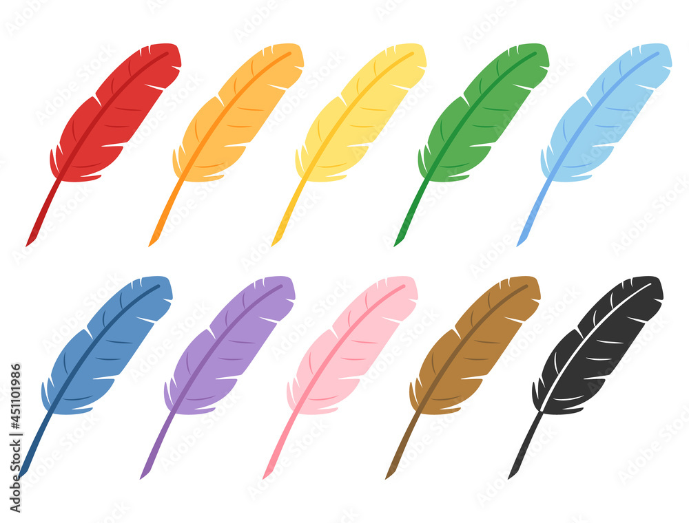 カラフルな鳥の羽のペンのイラストセット Stock Vector Adobe Stock