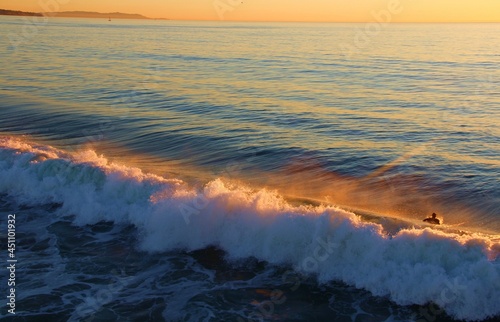 Waves in the sunset Sunset in Manhattan Beach, California