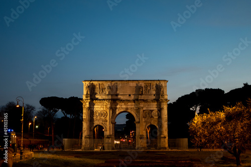 Arch of Constantine is a triumphal arch in Rome dedicated to the emperor Constantine the Great. Commissioned by the Roman Senate to victory over Maxentius at the Battle of Milvian Bridge in AD 312 photo