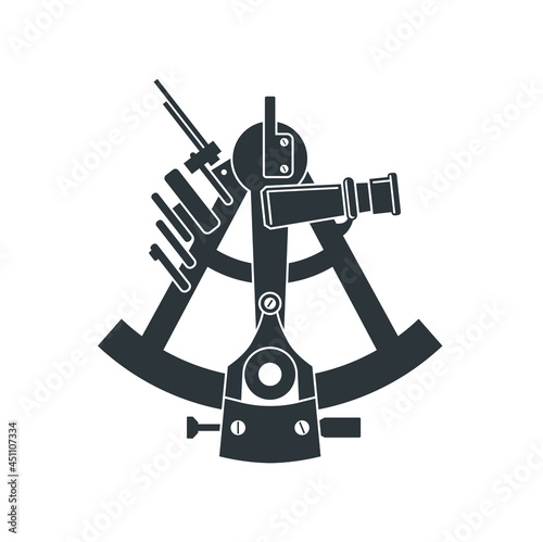 illustration of sextant, sextant icon, vector art.